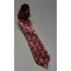Phat Farm Neckwear Tie Red Silver Wave Pattern Microfiber JBHS